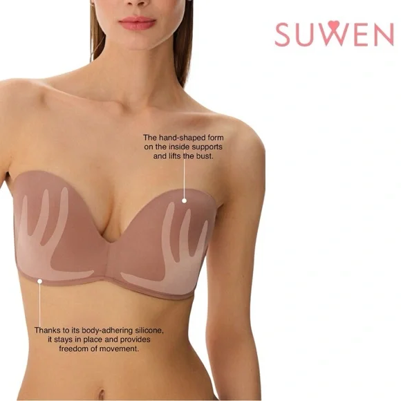 🛍️SALE🛍️ Suwen Hand Up Strapless Bandeau Bra - Picture 2 of 8